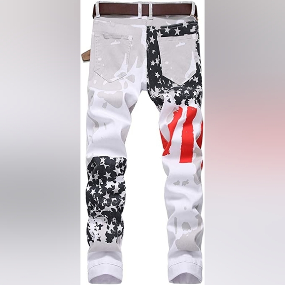 New Mens Painted Designer Slim Fit Jeans Multiple Sizes - Picture 2 of 3